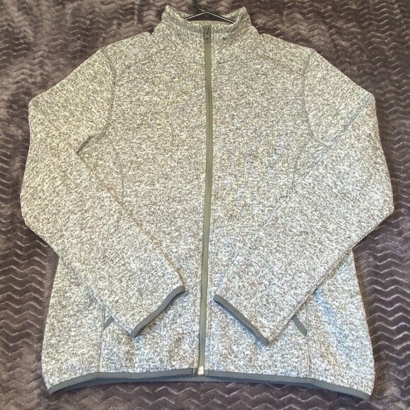 Eddie Bauer Full-Zip Heathered Jacket Green Lightweight Warm Layer Womens size M - Picture 1 of 8